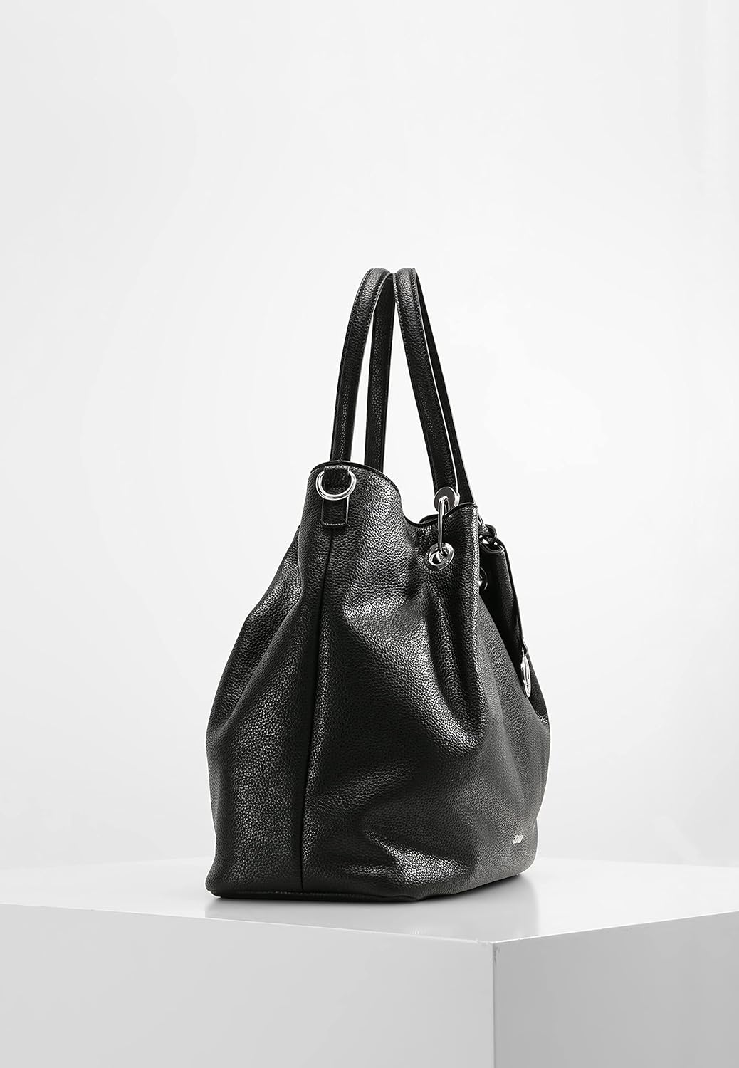 L.CREDI Handtasche Ebony mit Label-Applikationen Einheitsgrösse Schwarz, Einheitsgrösse Schwarz