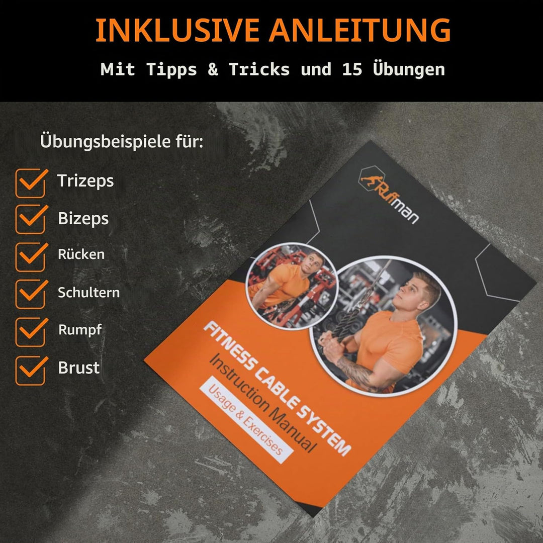 Ruffman Fitness Latzug - Gym Kabelzug Unterarmtrainer - Krafttraining Trizeps Seil Gewicht Fitnessge