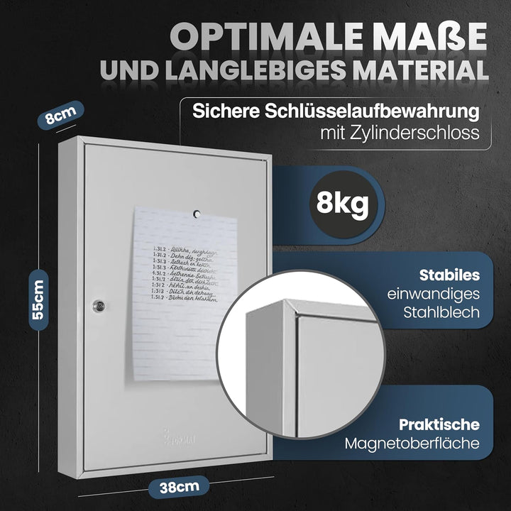 Schlüsselkasten SD100 – Schlüsselschrank mit 100 Haken, robuste Schlüsselbox aus Stahl, abschliessba