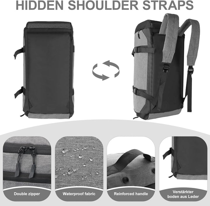 Sporttasche Herren + Rucksack-Funktion, 36L Reisetasche Damen, Sporttasche Damen mit Schuhfach, Nass