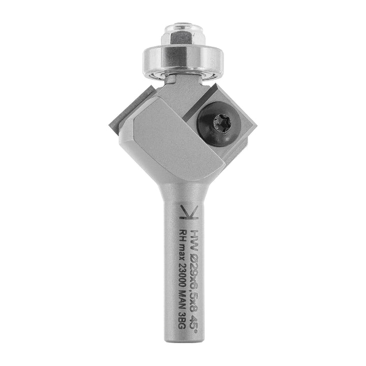 ENT 20293 Wendeplatten Fasefräser HW, Schaft (S) 8 mm, Durchmesser (D) 32 mm, NL 12 mm, E 45°, mit K