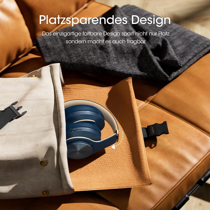 DOQAUS Bluetooth Kopfhörer Over Ear, Bis zu 90 Std Kabellose Kopfhörer mit 3 EQ-Modi, HiFi Stereo Fa