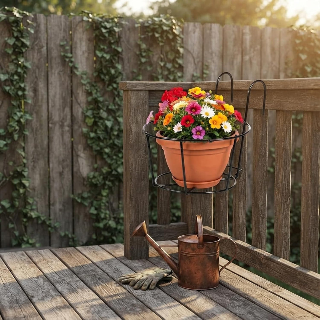 2 Stück Geländer Pflanzgefässe Blumentopfhalter Runder Garteneisen Hängender Pflanzkorb Blumenampel