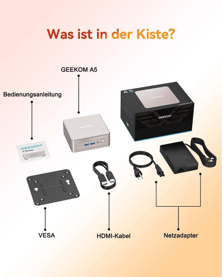 GEEKOM NUC Mini PC A 5, AMD Ryzen 7 5800H (bis zu 4.4GHz) Desktop PC, Mini Computer, 16 GB DDR4 512G