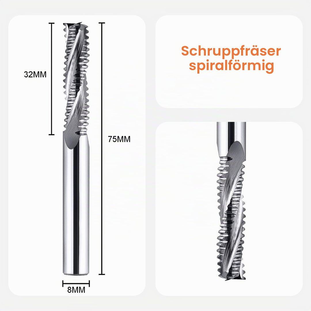 SpeTool Fräser 3 Flöten Schruppfräser 8 mm Schaftdurchmesser Vollhartmetall CNC-Maschinenfräser
