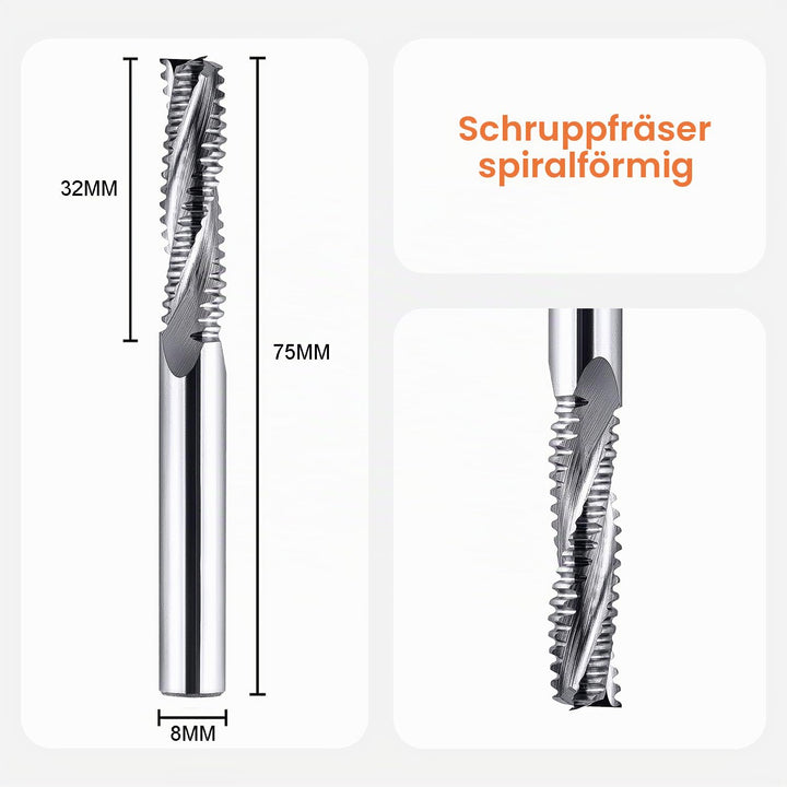 SpeTool Fräser 3 Flöten Schruppfräser 8 mm Schaftdurchmesser Vollhartmetall CNC-Maschinenfräser