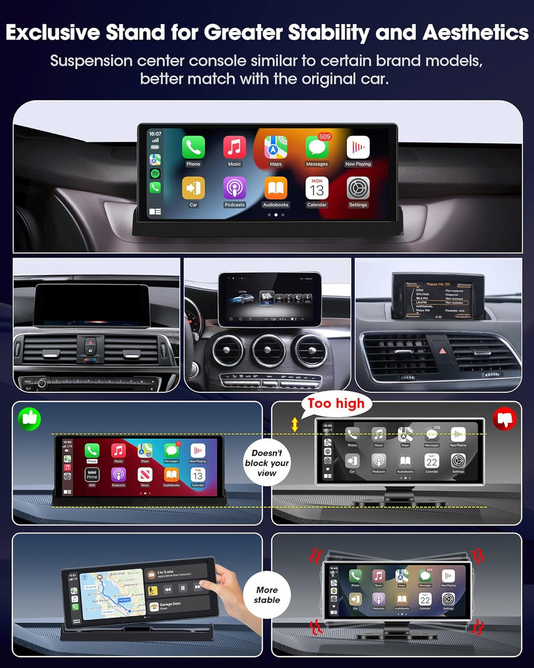 2026 Exklusivität Carplay Android Auto Display mit Stehende Halterung 10,26 Zoll Touchscreen Display