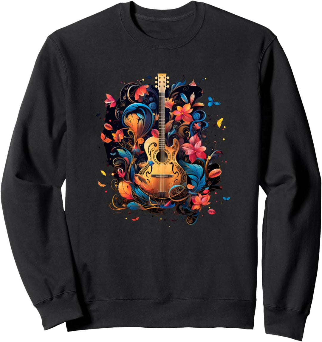 Gitarre Design mit Blumen Sweatshirt