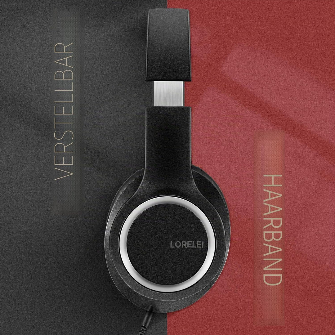 LORELEI X8 Over-Ear-Kopfhörer mit Mikrofon mit 1,45 m verwicklungsfreier Nylonschnur und 3,5-mm-Stec