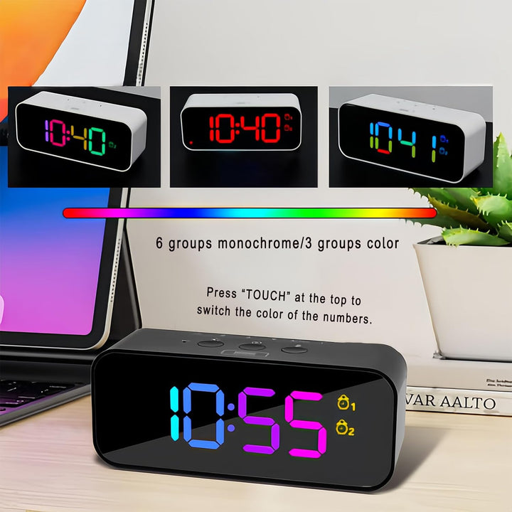 Digitaluhr mit RGB Farbdisplay Sprachsteuerung Multifunktion LED Sprachaufzeichnungswecker dimmbare
