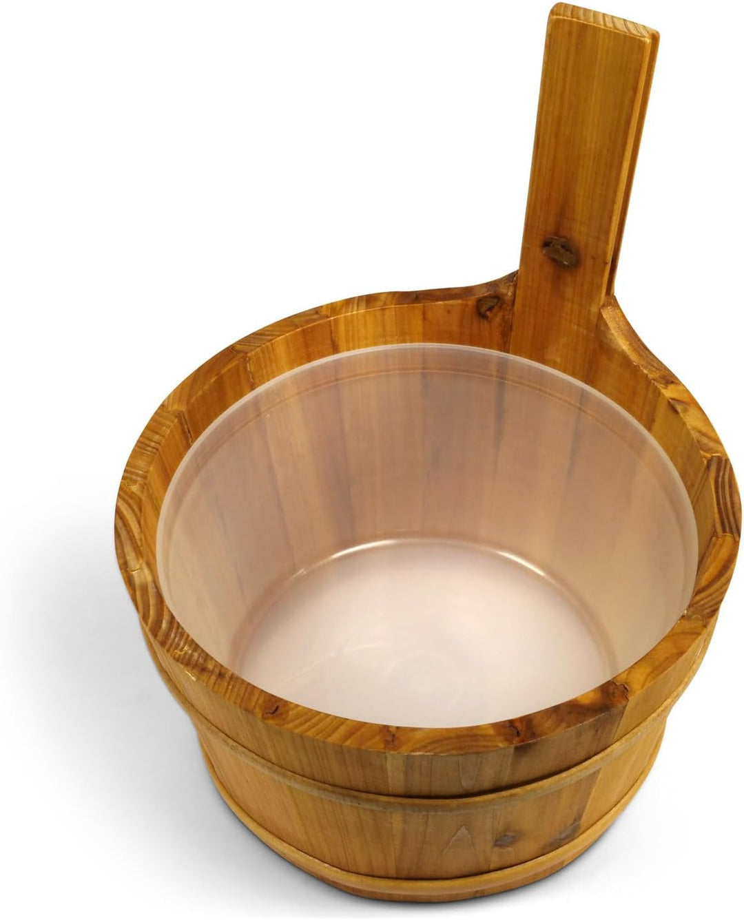 LaJa26 Sauna Kübel - 3 l - Sauna Eimer für Saunaaufguss - Fichte - Kunststoffeinsatz - Saunazubehör