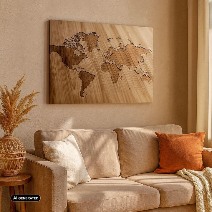 ARTTOR Bilder auf Leinwand Geographie Globus Karte Leinwandbild 70x50cm Wandbilder Dekoration Wohnzi