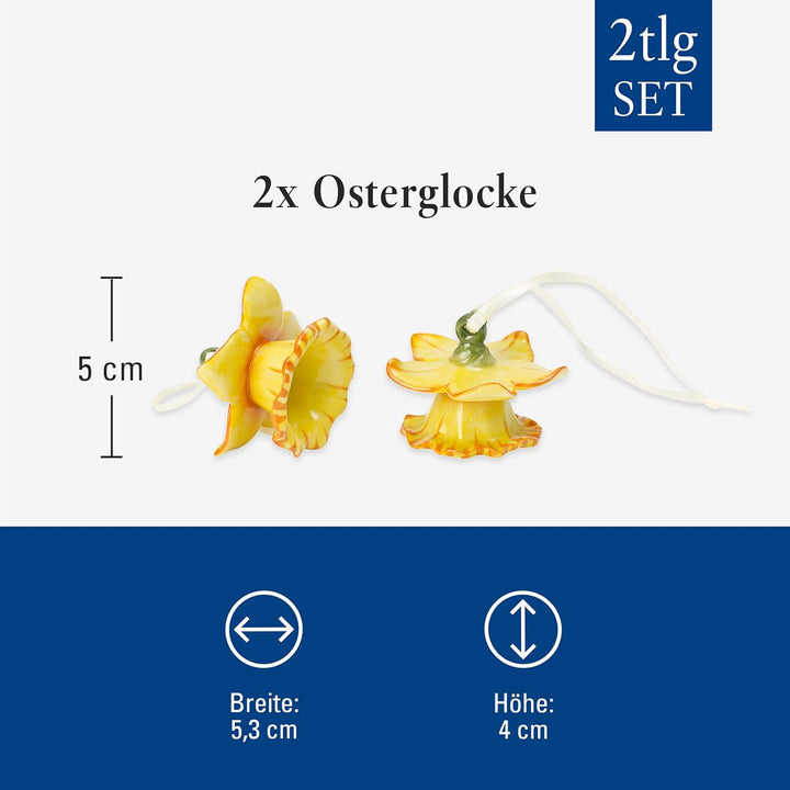 Villeroy & Boch Mini Flower Bells Osterglocken, 2er Set, 4 cm, Porzellan, Gelb, Blumen Blumen Gelb,