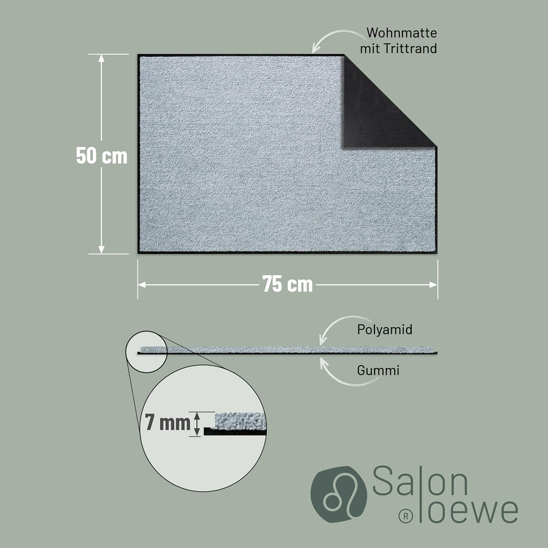 Salonloewe Fussmatte waschbar, Silbergrau, 50x75 cm - (SLU6020-50X75)