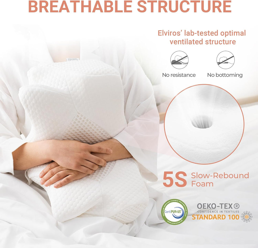 Elviros Orthopädisches Nackenkissen aus Memory Foam, Ergonomisches Kopfkissen Nackenschmerzen, für R