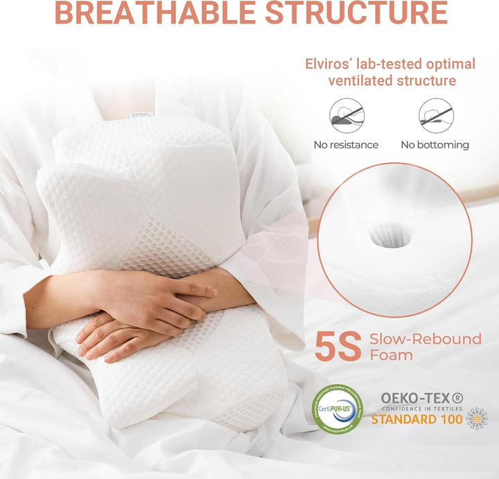 Elviros Orthopädisches Nackenkissen aus Memory Foam, Ergonomisches Kopfkissen Nackenschmerzen, für R