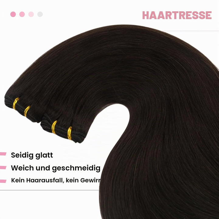 YoungSee Echthaar Extensions Tressen Braun Tressen Echthaar 50 cm Echthaar Tressen Braun Haartressen