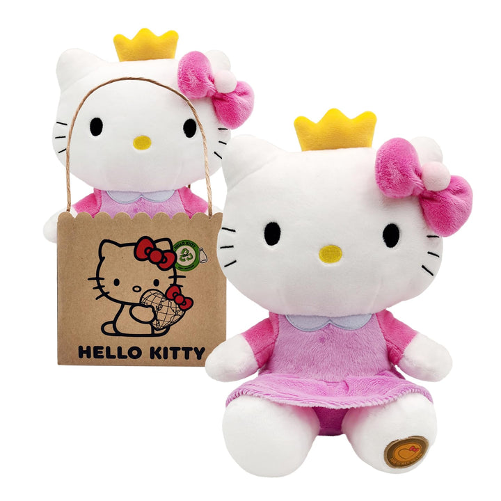 Joy Toy - Hello Kitty Princess Eco Plush 24 cm in wiederverwendbarem Kartontäschchen Prinzessin, Pri