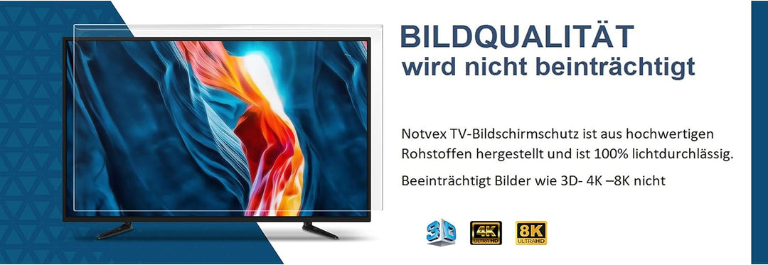 Notvex 40 Zoll Fernseher Schutz/ 100% Displayschutz garantiert/TV Bildschirmschutz/Schutzglas/Keine