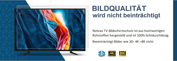 Notvex 48 Zoll Fernseher Schutz/ 100% Displayschutz garantiert/TV Bildschirmschutz/Schutzglas/Keine