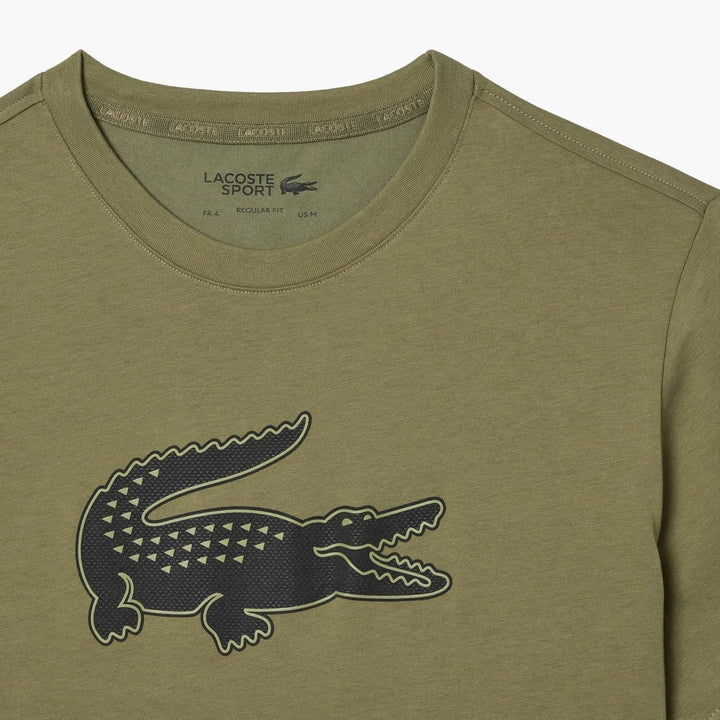 Lacoste Herren TH2042 T-Shirt Rundhals, Männer Logo Print Tee,Regular Fit L Khaki/Schwarz, L Khaki/S