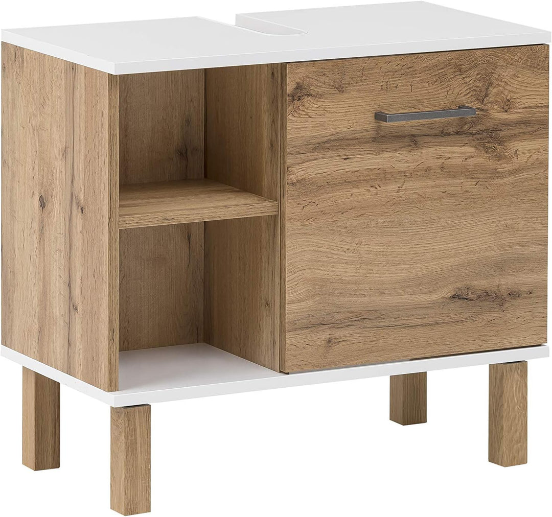 Schildmeyer Waschbeckenunterschrank 147630 Wido, Eiche Landhaus Dekor/weiss, 60 x 65,2 x 35 cm