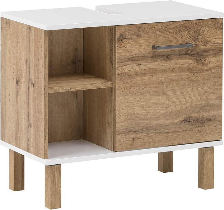 Schildmeyer Waschbeckenunterschrank 147630 Wido, Eiche Landhaus Dekor/weiss, 60 x 65,2 x 35 cm