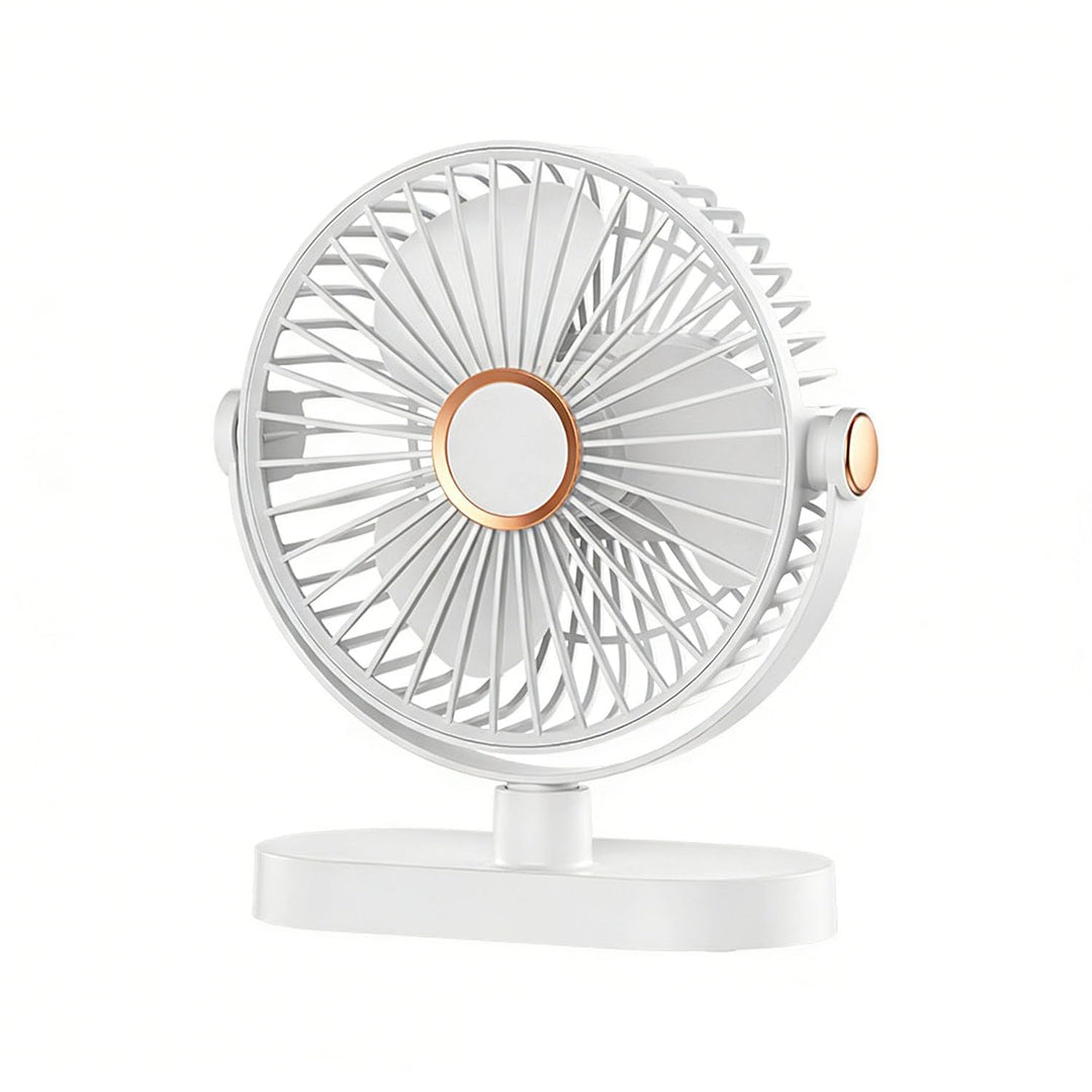 Schreibtischventilator mit Nachtlicht, Tragbarer Mini Ventilator 4000 mAh USB-Akku, 5 Geschwindigkei