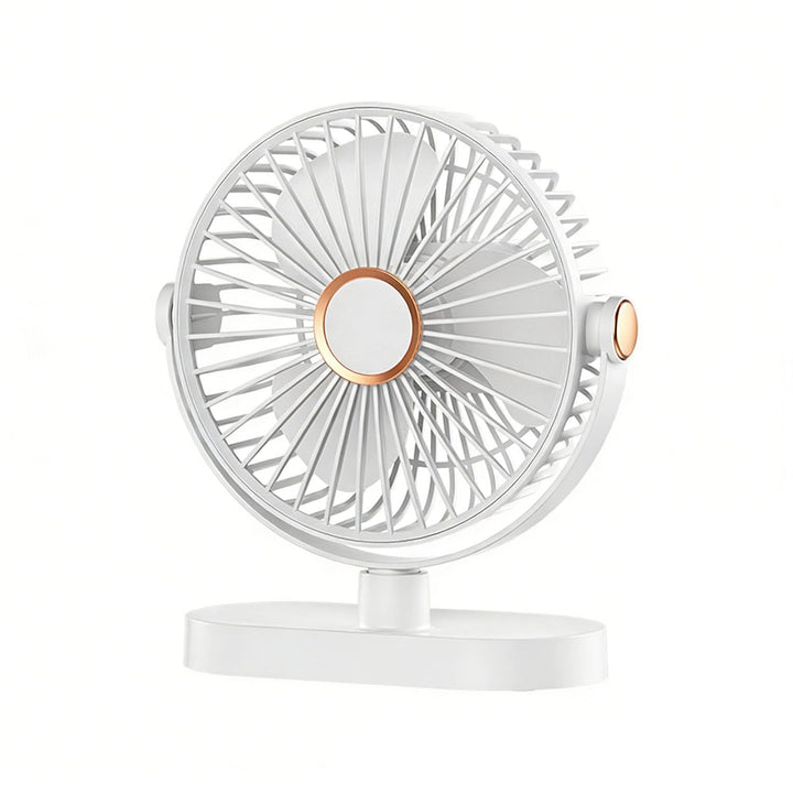 Schreibtischventilator mit Nachtlicht, Tragbarer Mini Ventilator 4000 mAh USB-Akku, 5 Geschwindigkei