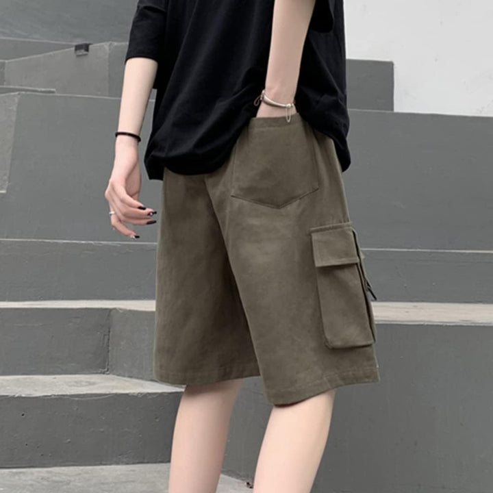 Kurze Hose Damen Knielang Bermuda Cargo Shorts Sommer Loose Fit Casual Harajuku L Army Green, L Army