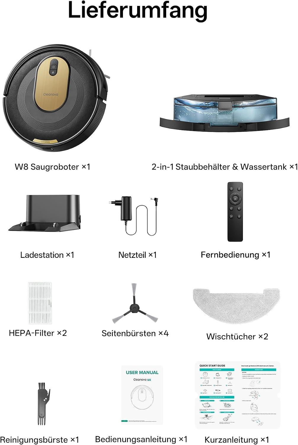 Vexilar W8 Saugroboter mit Wischfunktion, 2600Pa & 130 Min Laufzeit Staubsauger Roboter, Gyroskop-Na