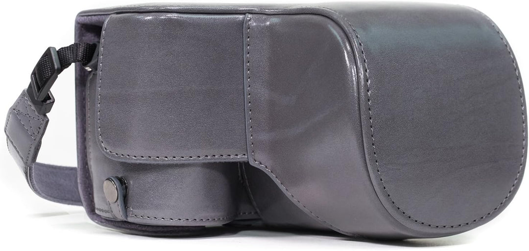 MegaGear Sony Alpha A6500 (up to 16-70mm Objektiv) Ever Ready Leder Kamera-Case mit Trageriemen und