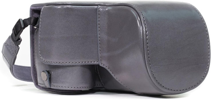 MegaGear Sony Alpha A6500 (up to 16-70mm Objektiv) Ever Ready Leder Kamera-Case mit Trageriemen und