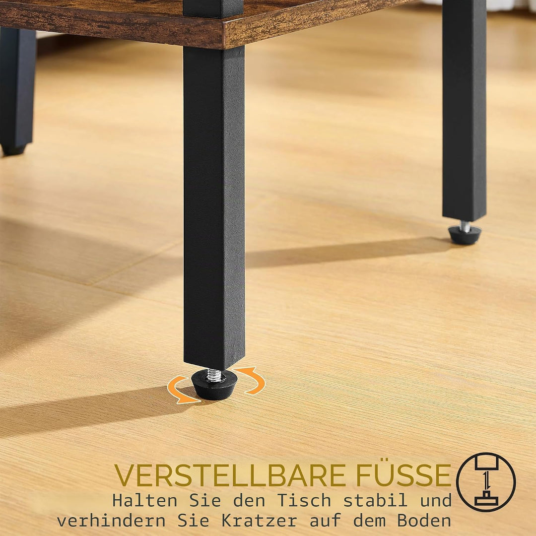 Gewudraw Beistelltisch, Kleiner Tisch, Nachttisch Schmal mit 2 Ebenen, Industriestil, Couchtisch mit