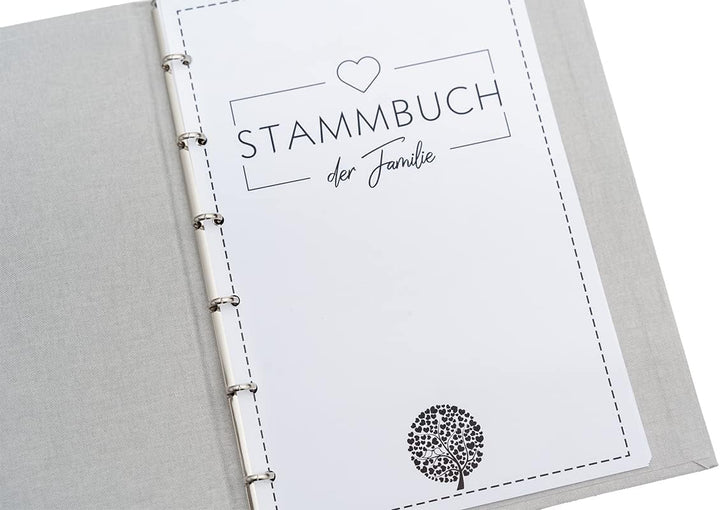 Hochzeitideal – Stammbuch der Familie Boho hellgrau 21,0 cm x 15,0 cm - Buchbinderleinen Stammbuch -
