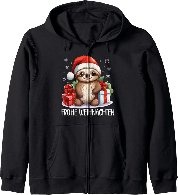 Frohe Weihnachten Familie Kinder Outfit Faultier Weihnachts Kapuzenjacke