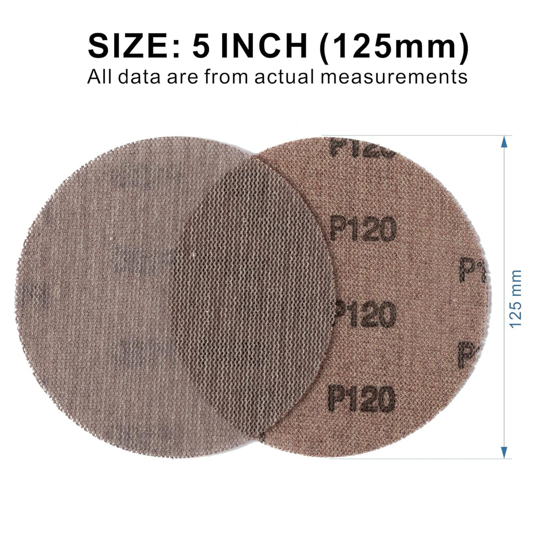 UPWOOD Schleifgitter 50 Stück 125mm Klett Körnung 120, Zum staubfreien Schleifen von Karosserie, Hol