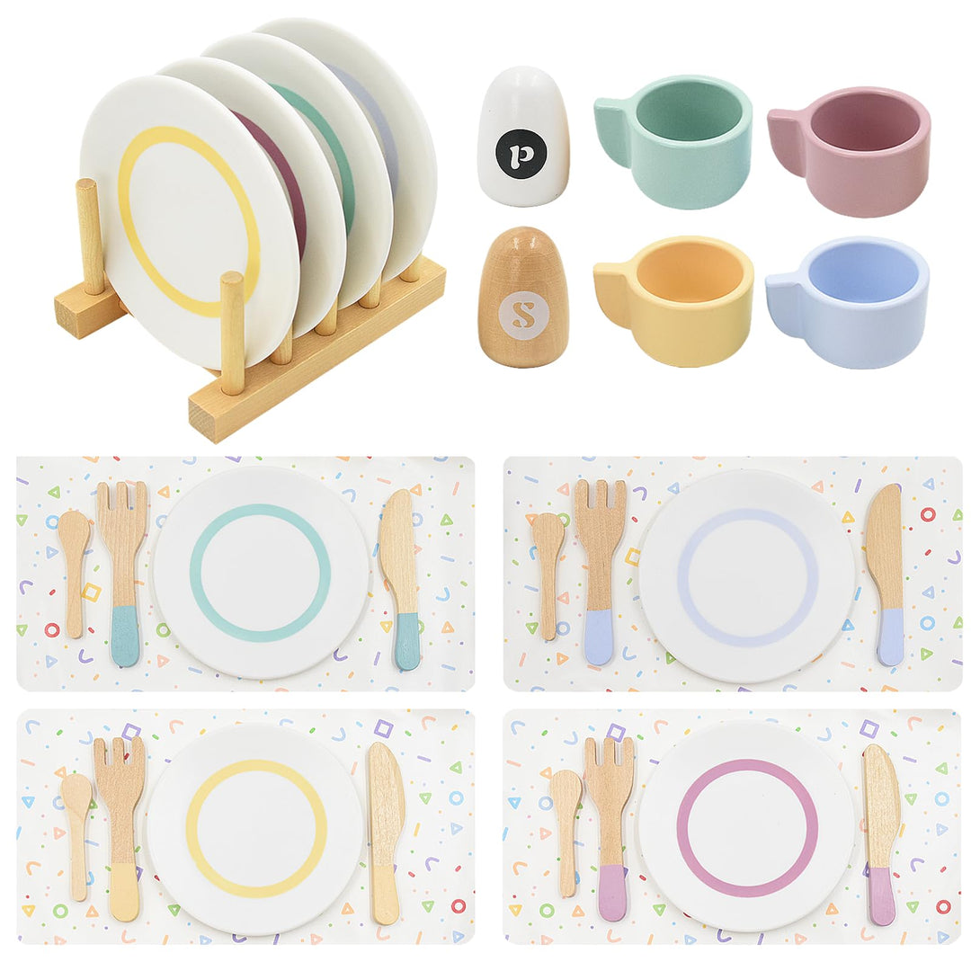 Kinderküche zubehör Holz, Holz-Teebesteck für die Küche, Spielküchenausstattung, Rollenspielzeug, Ge