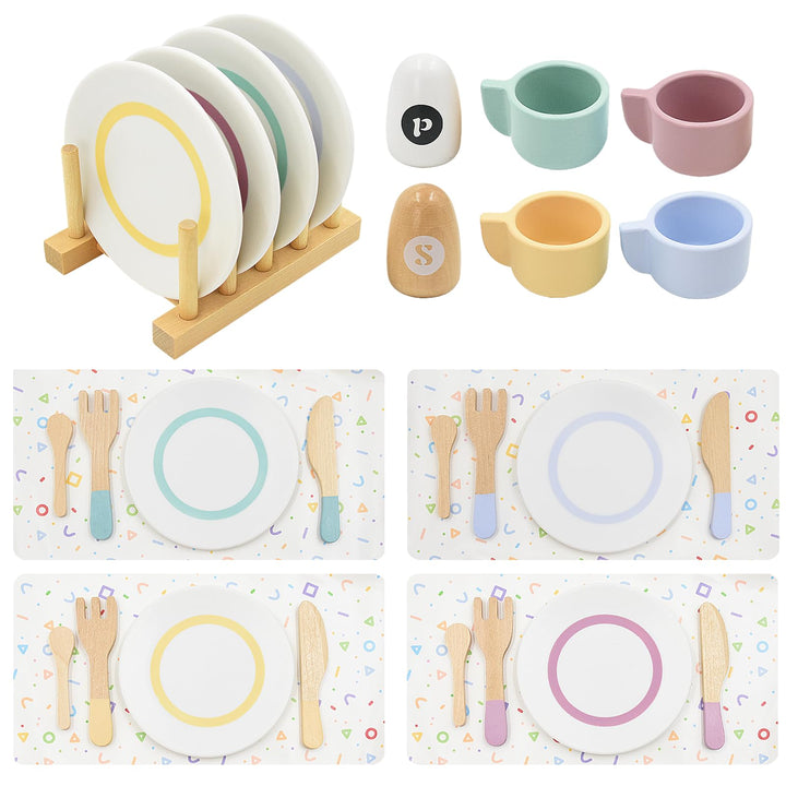 Kinderküche zubehör Holz, Holz-Teebesteck für die Küche, Spielküchenausstattung, Rollenspielzeug, Ge