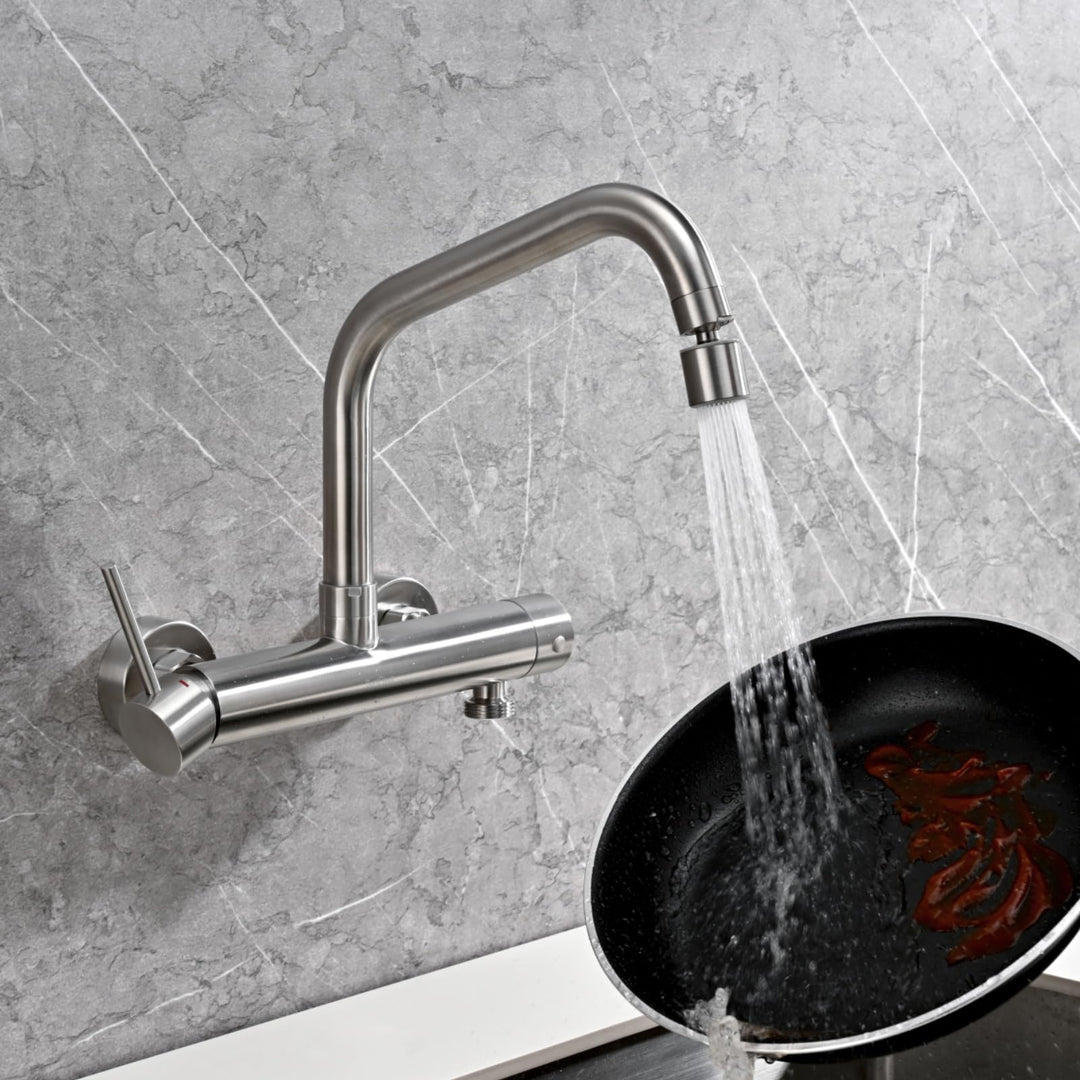 BuntHaus Wasserhahn Küche Wandmontage mit 3/4 zoll Anschluss für Geschirrspüler/Waschmaschine, Edels