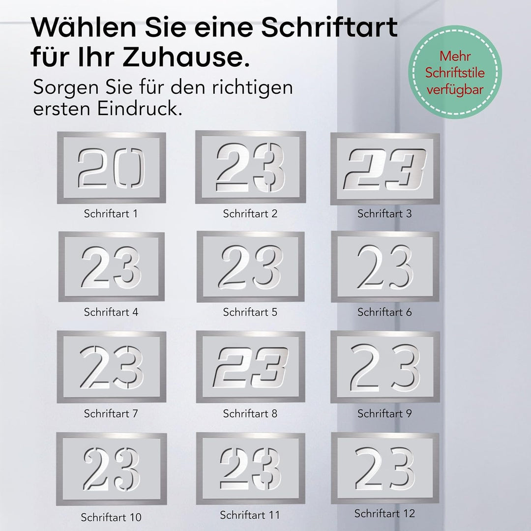 Graviers Design Hausnummer aus V2A Edelstahl 250x175mm - Weiss - Wetterfest Rostfrei Individuell anp