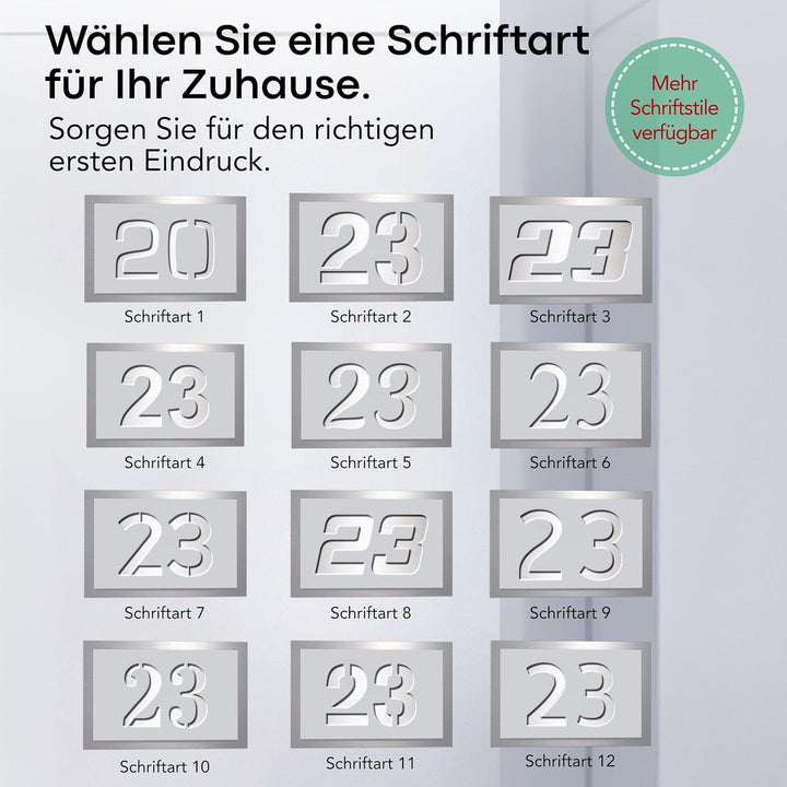 Graviers Design Hausnummer aus V2A Edelstahl 250x175mm - Weiss - Wetterfest Rostfrei Individuell anp