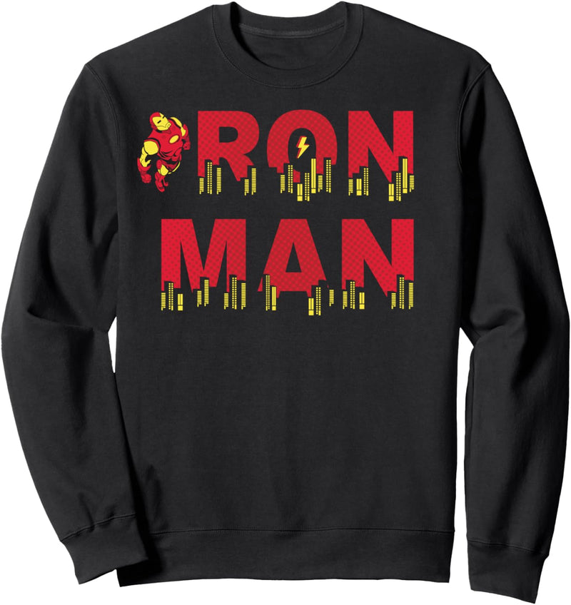 Marvel Iron Man City Skyline Text Sweatshirt