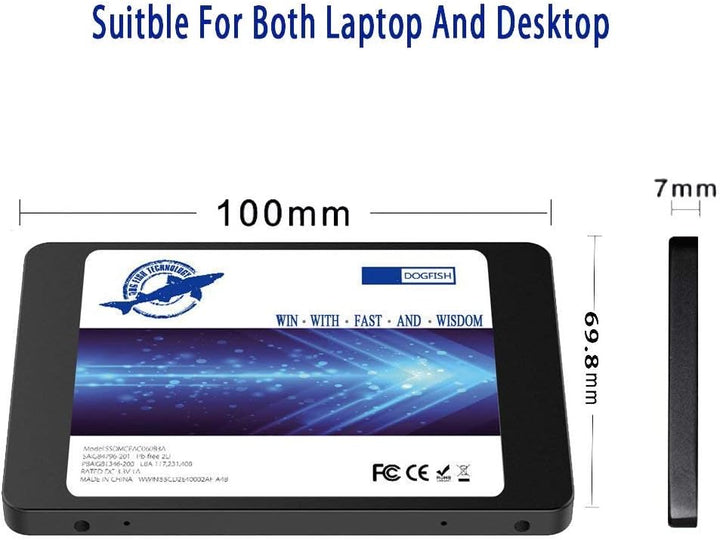 Dogfish SSD 250GB SATA3 2.5 Inch Unidad de Estado sólido incorporada 7MM Height MLC TLC High Speed (