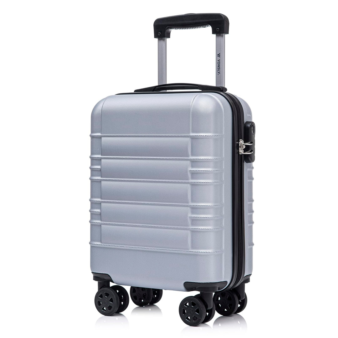 Koffer Suitcase S Silber, Trolley Reisekoffer, Kabinenkoffer Rollkoffer Handgepäck mit 4 Rollen 360°