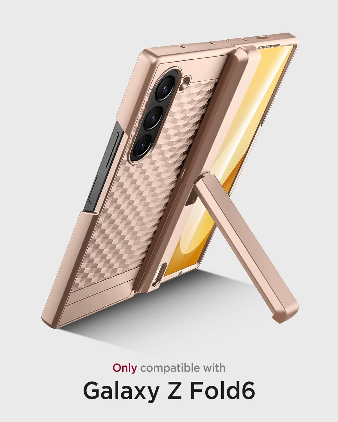 Miimall Kompatibel mit Samsung Galaxy Z Fold 6 Hülle mit Scharnierschutz+Ständer+Displayschutz, [rut