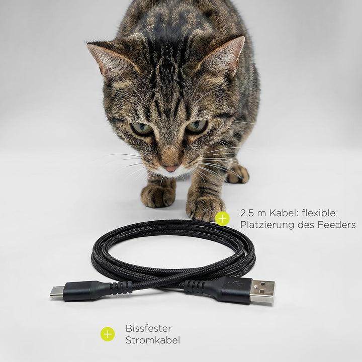 Crispy Wi-Fi Katzenfutterautomat mit App und WLAN, Portionskontrolle und Timer, Edelstahl-Napf, Batt