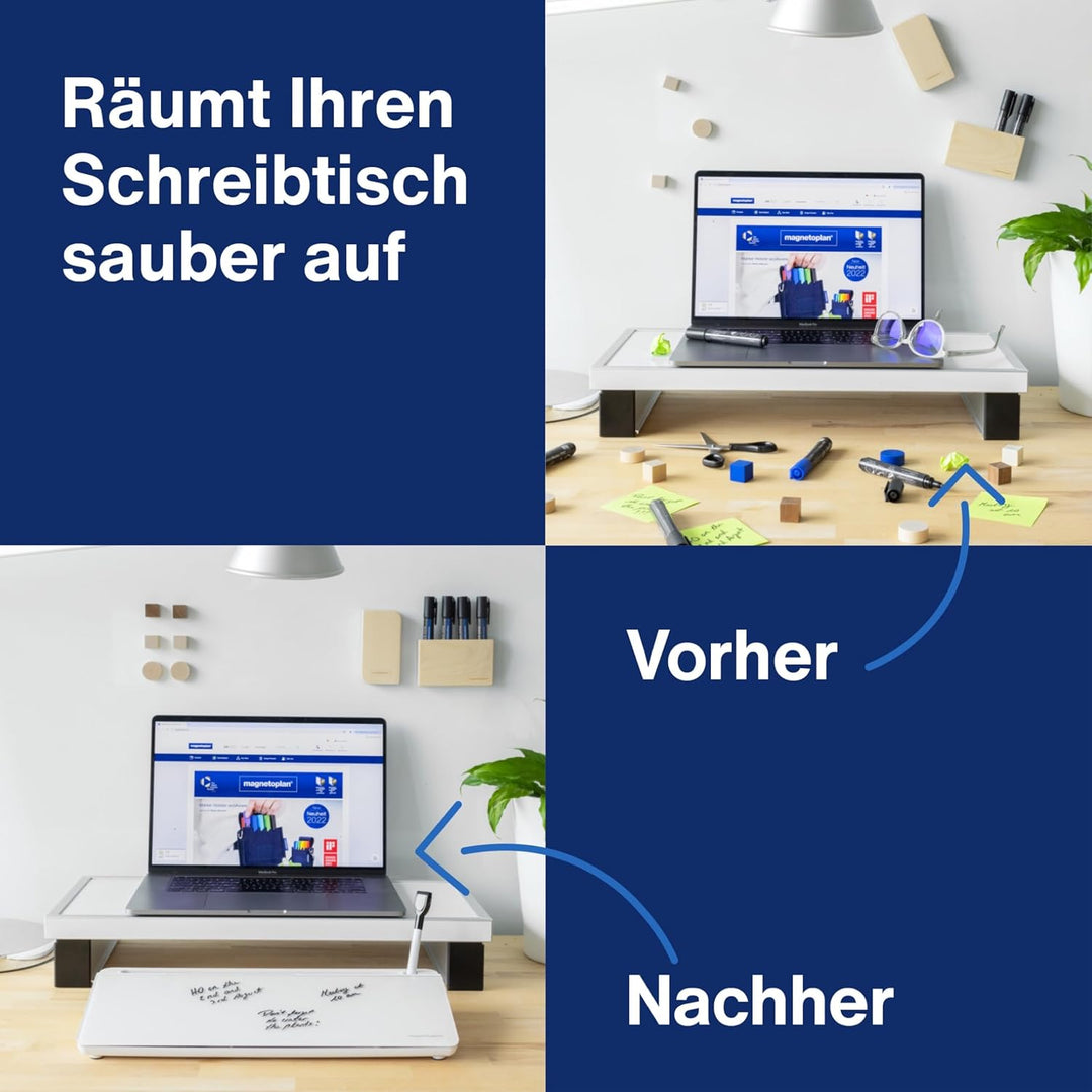 magnetoplan Glasboard Desk Organizer | Schreibtisch Organizer Whiteboard für kurze Notizen | Aus wei