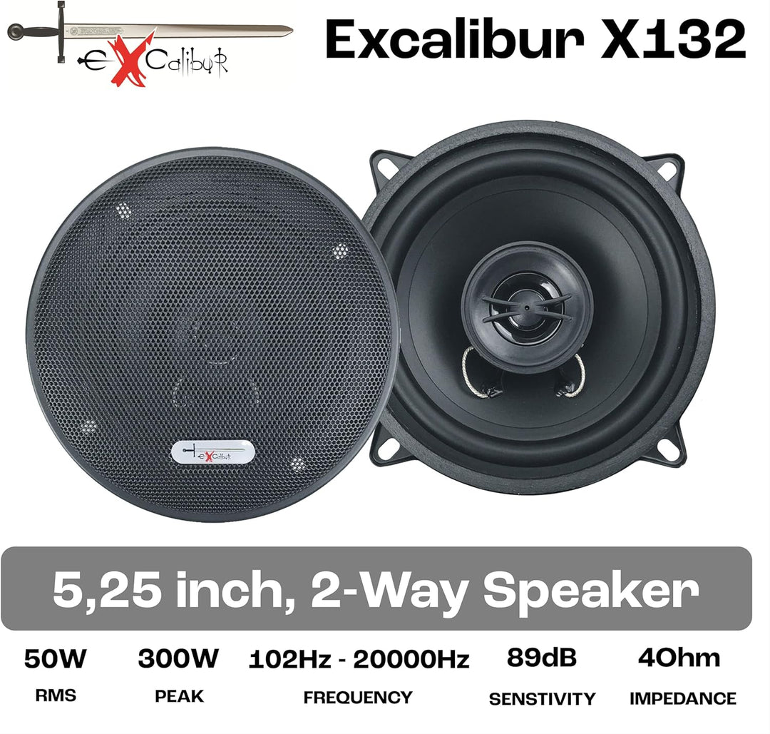 Excalibur X132-5.25'' (13cm) 2-Wege Koaxial 300W Auto-Lautsprecher