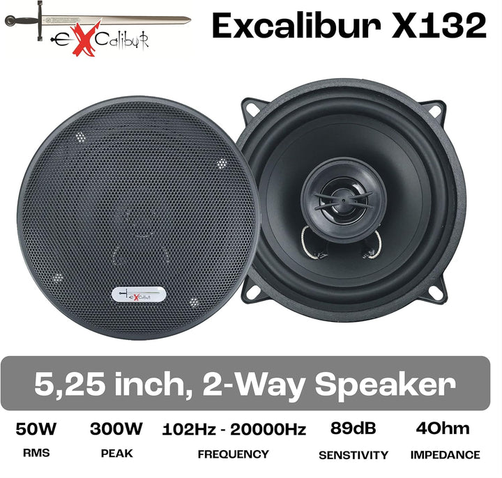 Excalibur X132-5.25'' (13cm) 2-Wege Koaxial 300W Auto-Lautsprecher